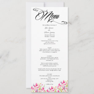 Luxury Hot Pink Floral Wedding Menu Card