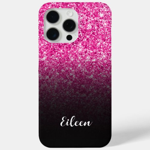 Luxury Hot Pink Glitter Black Gradient iPhone 15 Pro Max Case