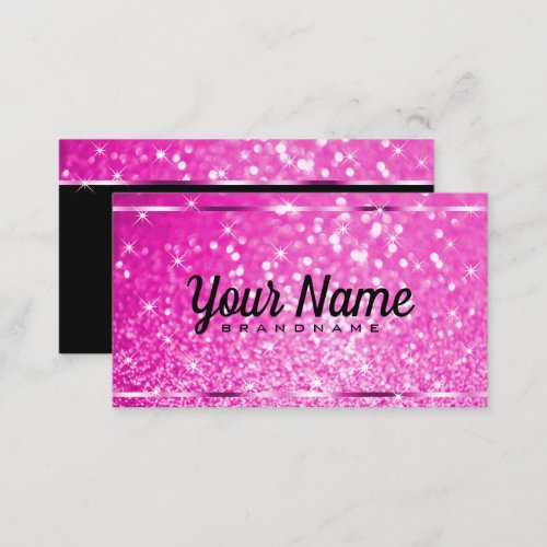 Luxury Hot Pink Glitter Luminous Stars Elegant  Business Card