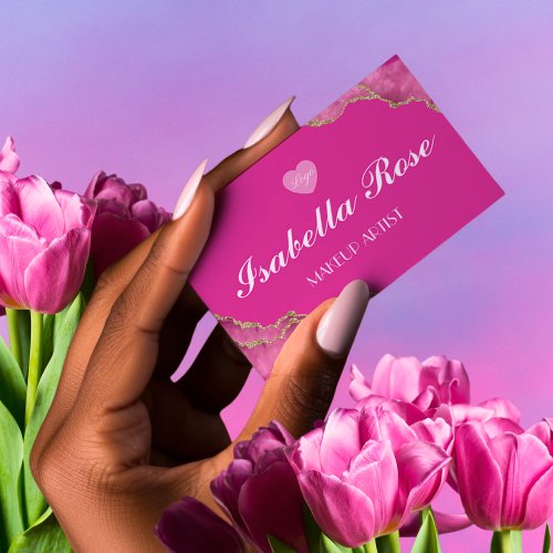 Luxury Hot Pink Marble Business Card