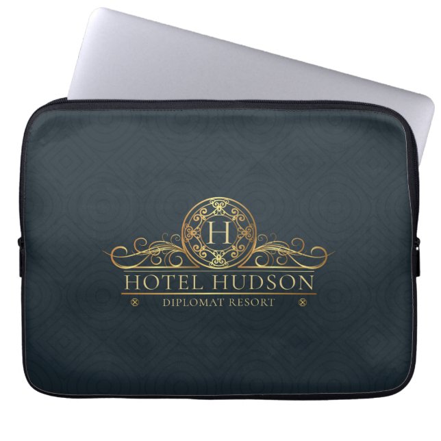 Luxury Hotel Branding Monogrammed Laptop Sleeve (Front)