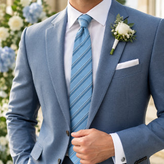 Luxury Ice Blue Repp Stripe Neck Tie
