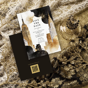 Luxury Iconic NY Buildings Cityscape Glitter  Save The Date