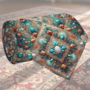 Luxury Indian Designer Rug   Faux Silk Neck Tie