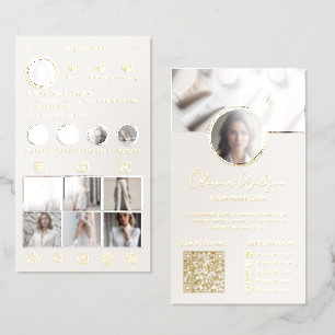 Luxury Instagram Feed QR Code Beige Gold Foil Spot Gloss Business Cards