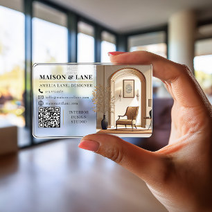 Luxury Interior Design Studio Neutral Décor Clear Business Cards