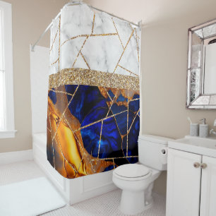Luxury Interior Marble Stone Glitter Shower Curtai Curtain