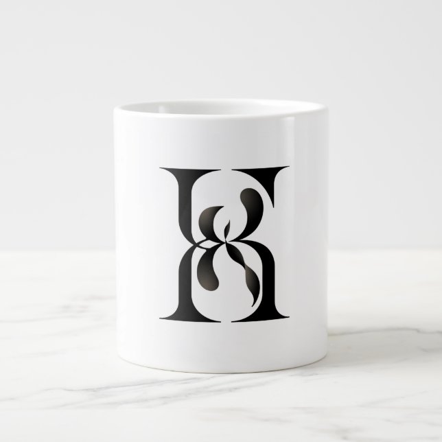 Luxury Interlocking Initials Monogram Elegant Seri Giant Coffee Mug (Front)