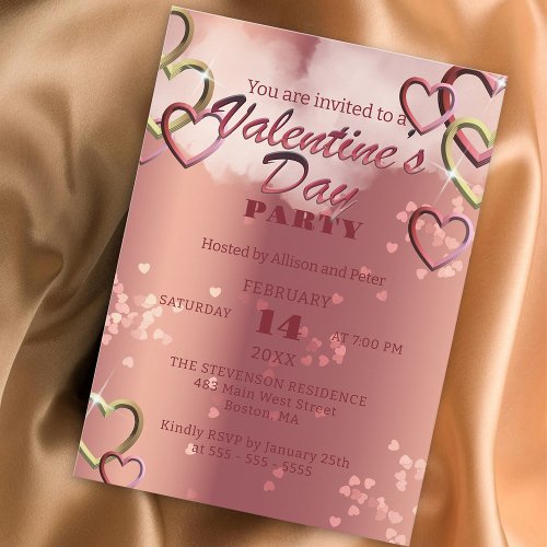 Luxury Intertwined Hearts Valentines Day Party Invitation