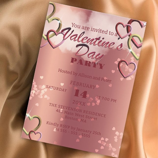 Luxury Intertwined Hearts Valentine's Day Party Invitation (Creator Uploaded)