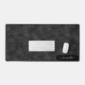 Luxury Iridescent black pattern white sparkles Desk Mat (Keyboard & Mouse)