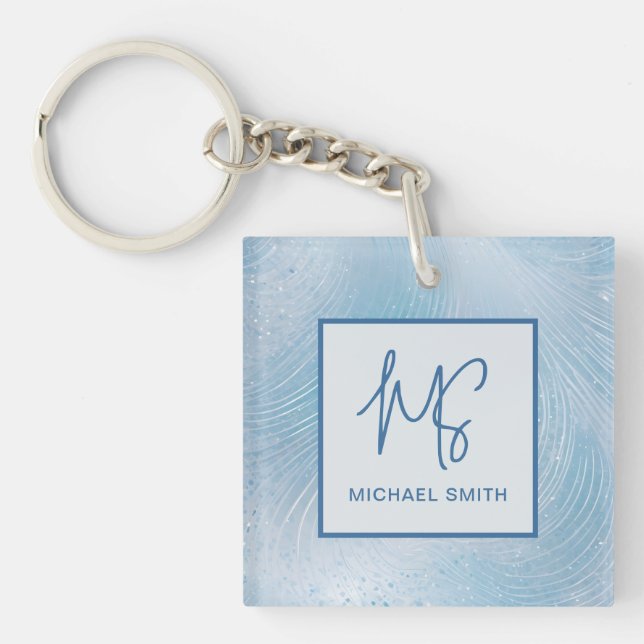 Luxury Iridescent Blue Gradient Keychain (Front)
