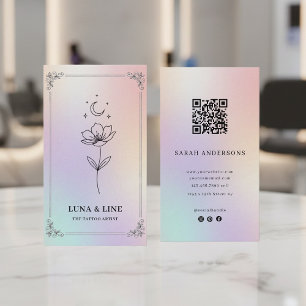 Luxury Iridescent Tattoo Artist Holographic Business Card