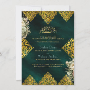 Luxury Islamic Ottoman Wedding Invitation Emerald