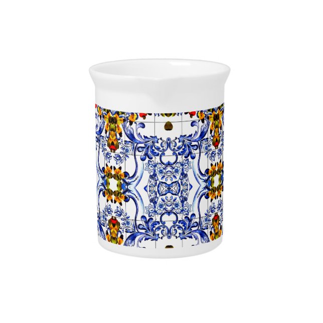 Luxury italian tile print throw  beverage pitcher (Front)