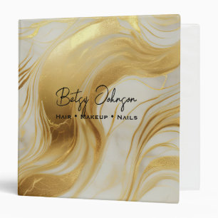 Luxury Ivory and Gold Foil Marbled 3 Ring Binder