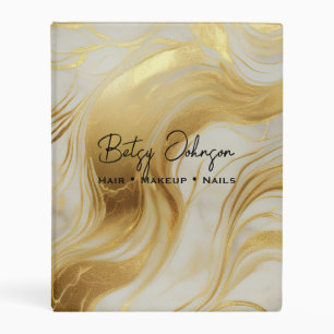 Luxury Ivory and Gold Foil Marbled Mini Binder