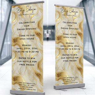 Luxury Ivory and Gold Marbled Retractable Banner
