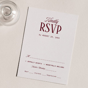 Luxury Ivory & Burgundy Wedding RSVP Card