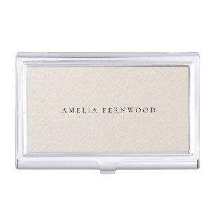 Luxury Ivory Faux Leather Custom Name Business Card Case