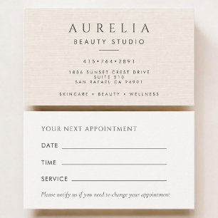 Luxury Ivory Linen Natural Office Appointment Card