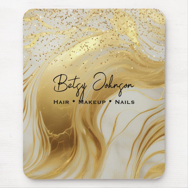 Luxury Ivory Marble Gold Glitter Mouse Pad (Front)