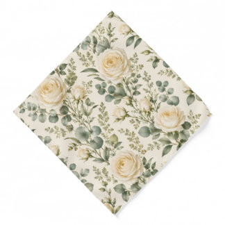 Luxury Ivory Rose & Sage Green Eucalyptus Wedding Bandana