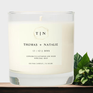 Luxury Ivory Wedding Couple Initial Monogram Scented Candle