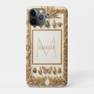 Luxury Jeweled Botanical Frame with Custom Name iPhone 11 Pro Case