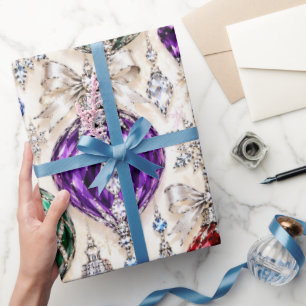 Luxury Jeweled Glass Baubles Christmas Wrapping Pa Paper