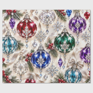 Luxury Jeweled Glass Baubles Christmas Wrapping Pa Paper