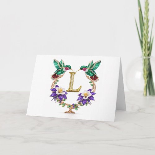 Luxury Jeweled Hummingbird Monogram L Wedding