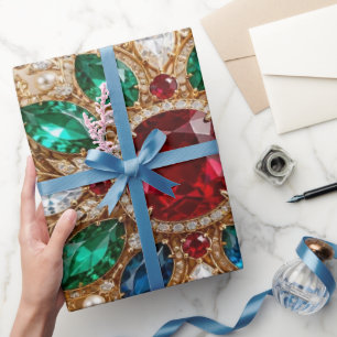 Luxury Jeweled Snowflake Christmas Wrapping Paper