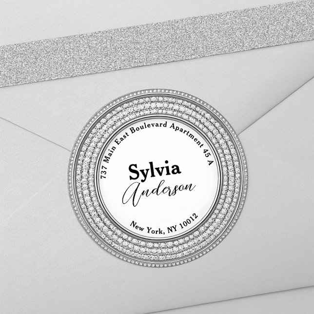 Luxury Jeweled Triple Halo Return Address Label (Creator Uploaded)