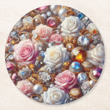 Luxury Jewelry & Rose Paper Coasters – More Shapes
