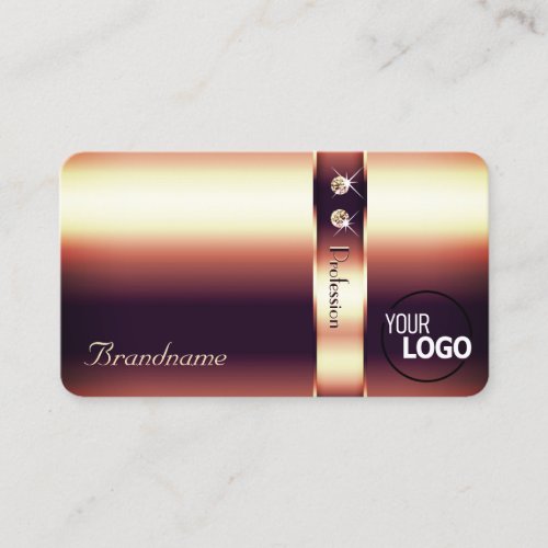 Luxury Jewels Rose Gold and Logo Opening Hours Business Card
