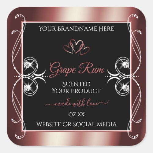 Luxury Jewels Wine Red Black Decor Product Labels
