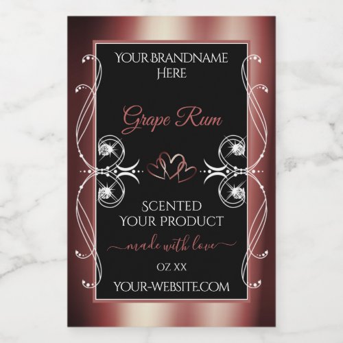 Luxury Jewels Wine Red Black Decor Product Labels