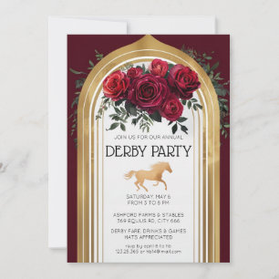 Luxury Kentucky Derby Invitation Gold Arch Red Ros