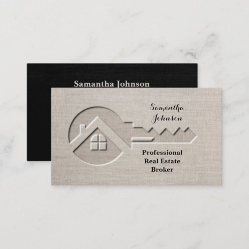 Luxury Key Black and Tan Real Estate Business Card