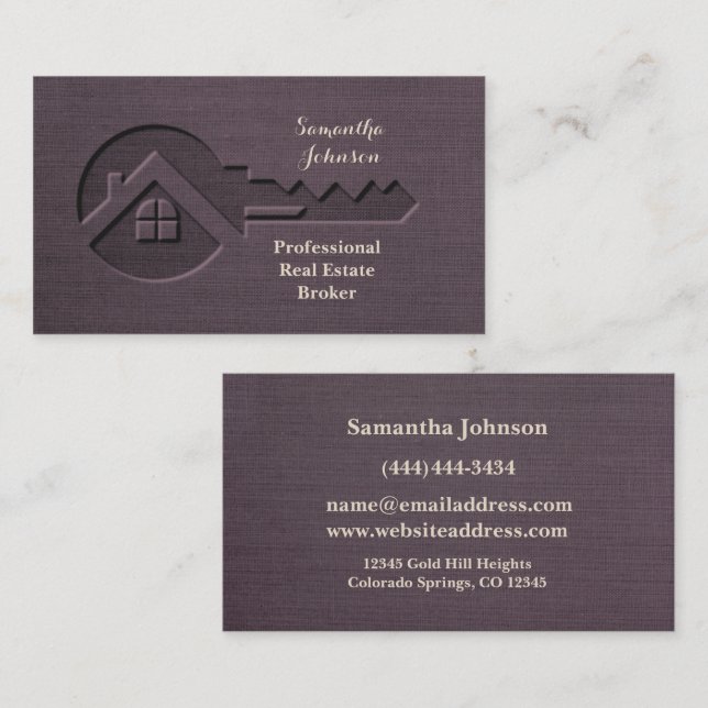 Luxury Key Blueberry Real Estate Business Card (Front/Back)