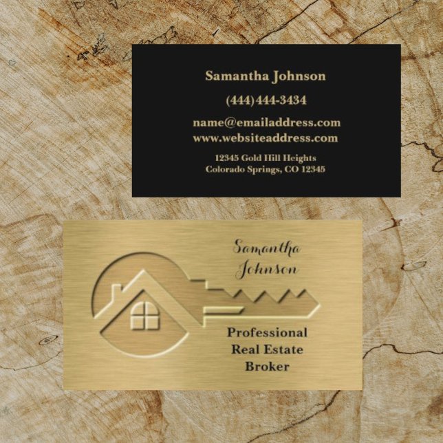 Luxury Key Gold & Black Real Estate Business Card (Creator Uploaded)
