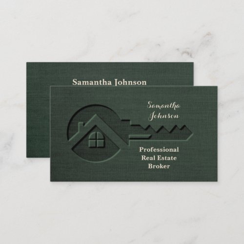 Luxury Key Pine Green Real Estate Business Card