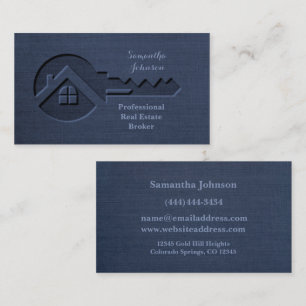 Luxury Key Saphire Blue Real Estate Business Card