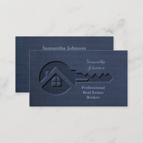 Luxury Key Saphire Blue Real Estate Business Card