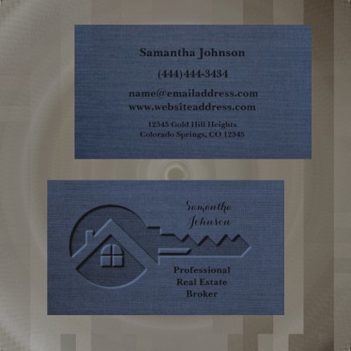 Luxury Key Sapphire Blue Real Estate Business Card