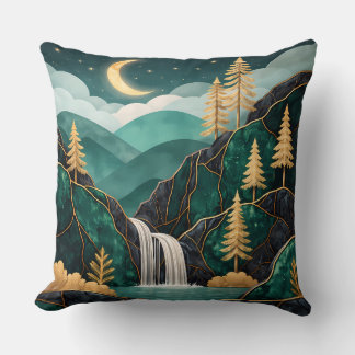 Luxury Kintsugi Mountain Waterfall Pillow 