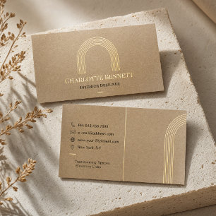 Luxury Kraft Paper Gold Foil Interior Designer  Spot Gloss Business Cards