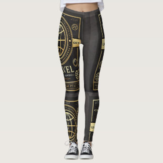 Luxury Label-Inspired Black & Gold Leggings