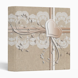 Luxury Lace Heart Burlap Binder